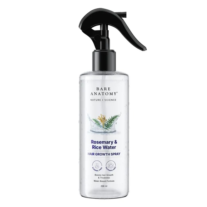 Bare Anatomy Rosemary Water Spray for Hair Growth & Thickness with Rice Water β 200ml - Image 2