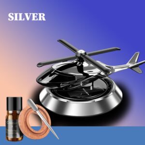 Solar Powered Car Aroma Diffuser Helicopter Air Freshener โ Dashboard Perfume Decor | Metal + ABS, Refillable Fragrance (Random Color)