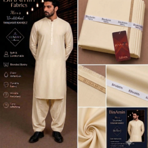 Premium BinAmin Men's Unstitched Shalwar Kameez in blended bosky fabric
