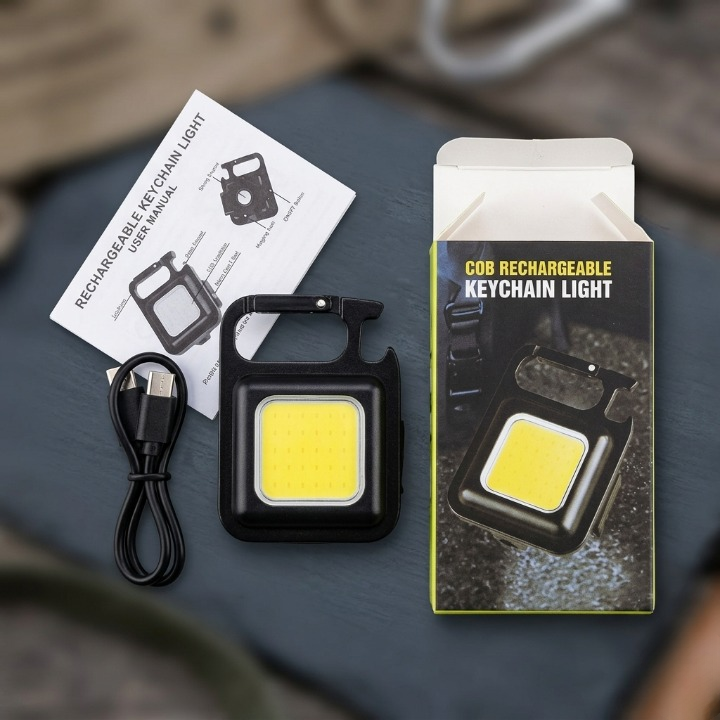COB Rechargeable Keychain Light โ Ultra Bright Metal Body Emergency Light with Type-C Charging (With Cable) - Image 4
