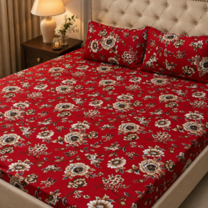 3D Crystal Cotton 3-Piece Bedsheet Set โ Premium Ultra-Soft Bedding with 2 Matching Pillowcases (AY0010020)