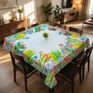 Dining Table Cover 60 ร 72 Inches โ Elegant Tablecloth for 6-Seater Dining Table (Mixed Design)