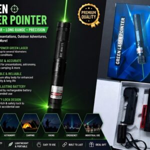 High-Power Green Laser Pointer 303 with Safety Lock