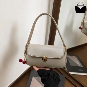 Elegant Ladies Handbag with Cherry Charm – Chic Shoulder Bag