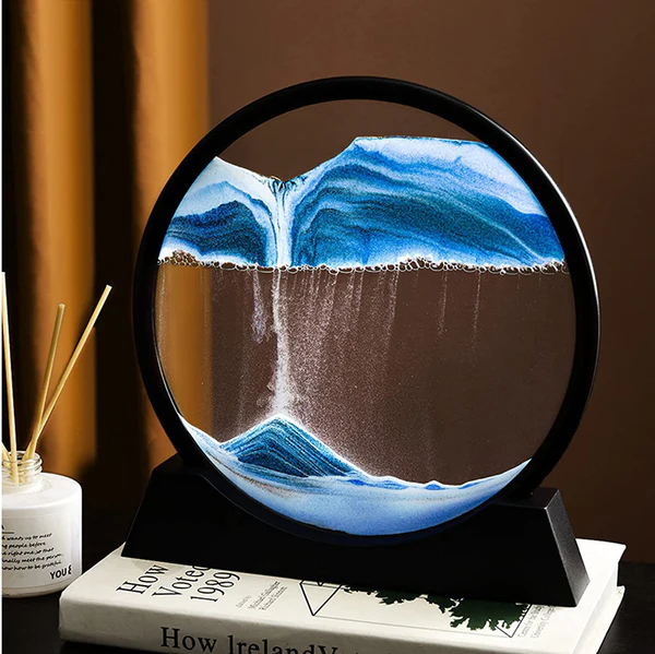 3D Moving Sand Art Lamp With Stand | Sand Lamp For Room & Home Decoration | Sandscapes Frame For Table | Random Colour - Image 2