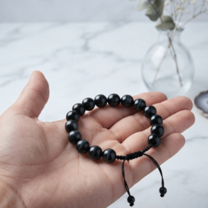 Natural Black Aqeeq Stone Bracelet - Genuine Onyx Gemstone Beaded Wristband Elegant Handcrafted Jewelry For Men And Women Fashion Accessory