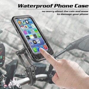Waterproof Bike Phone Mount - 360ยฐ Rotatable Motorcycle & Bicycle Mobile Holder - Adjustable Touch Screen Handlebar Phone Support for All Bikes
