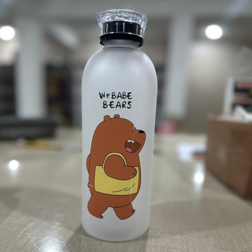 We Bare Bears Panda Water Bottle 1000ml - Cute Cartoon Design Durable Hydration Bottle For School, Gym, Travel, And Outdoor Activities (Random Color) - Image 2