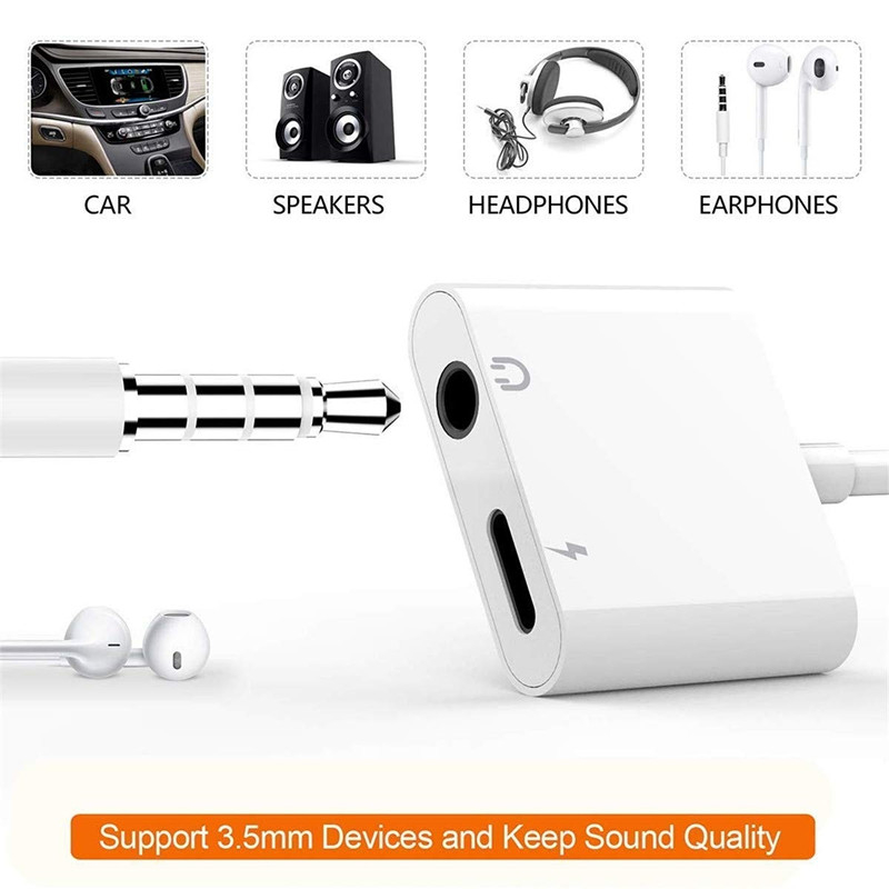 USBType C to 3.5mm Audio Adapter With Charging Port 2 in 1 Dual Port Aux Headphone Jack Connector For Type-C Models | Earphone Converter Aux Cable With Type-C Charging Jack Headset Splitter Music Converter - High Quality - Image 2