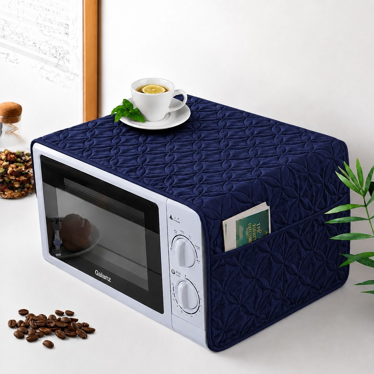 Ultrasonic Quilted Microwave & Oven Top Dust Cover โ Protective Kitchen Appliance Cover - Image 7