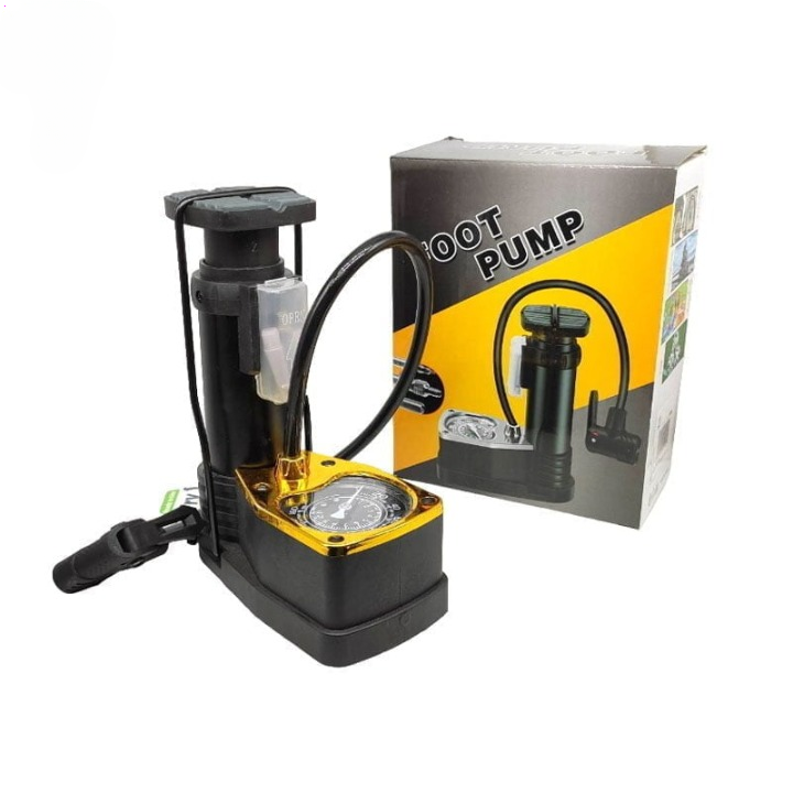 High Pressure Foot Air Pump With Pressure Gauge Golden - Utility Accessory Designed For Inflation And Daily Equipment Maintenance Routine - Image 2