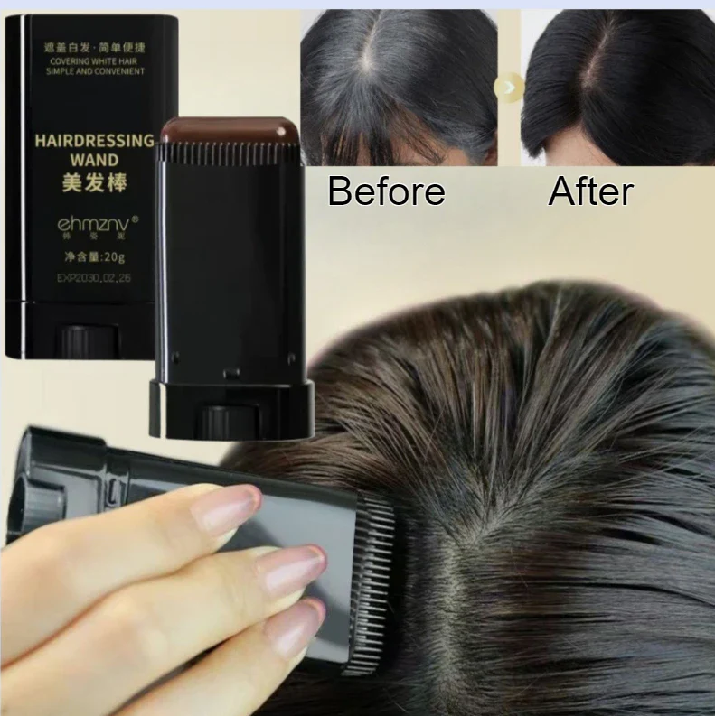 Ehmznv Hair Color Wand | Hairdressing Dye Hairdressing Wand Instant Root Touch-Up โ Natural Hair Color Stick for Hair Coverage - Black & Brown (20g)