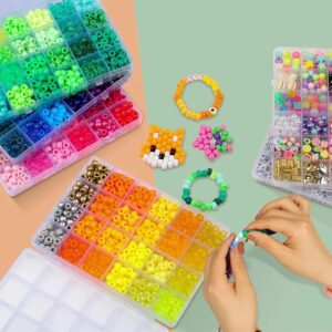 4000PCS Pony Beads Friendship Bracelet Making Kit – 96 Colors DIY Jewelry Craft Set with Letter Beads & Charms - Random Color