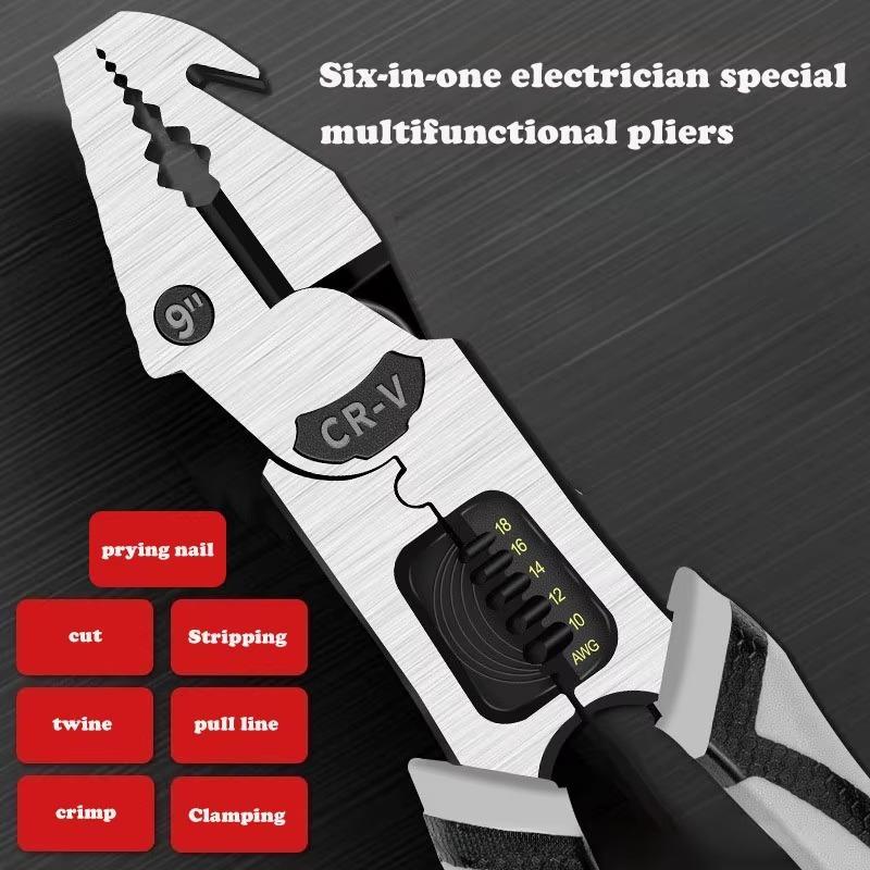 Heavy Duty 9 In 1 Multi Function Pliers Nail Pry Wire Stripper Cutter CR V Steel Professional Tool - Image 5