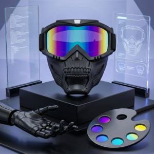 Premium Skull Goggles Mask โ Full Face Tactical Protection for Bikers (Multi-Color Iridium Lens)