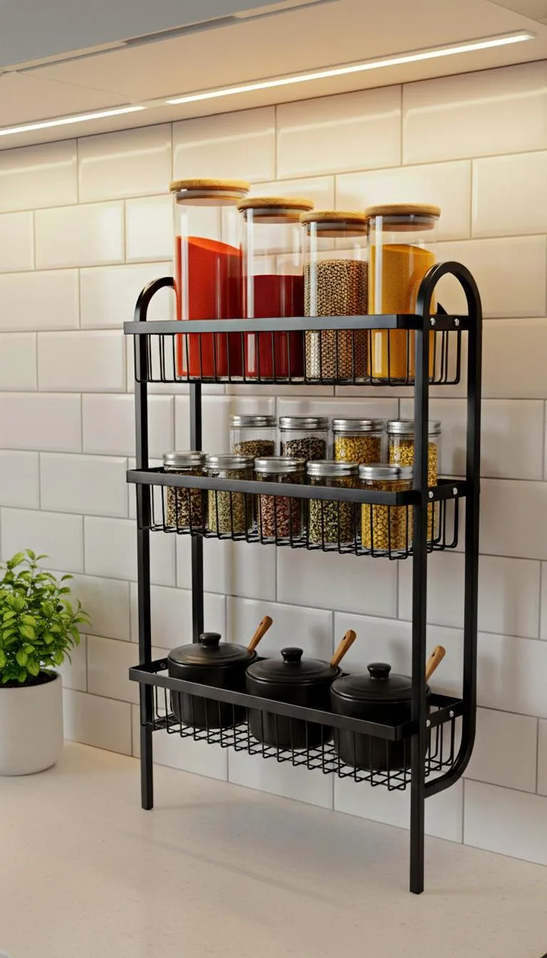 Wall Mounted Spice Rack Black Stainless Steel 3 Tier โ DIY Assembly Required (Self Assemble) - Image 3