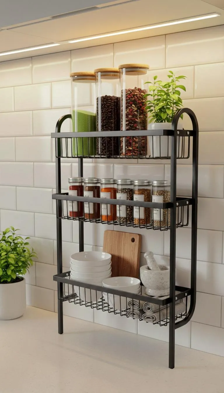 Wall Mounted Spice Rack Black Stainless Steel 3 Tier โ DIY Assembly Required (Self Assemble) - Image 2