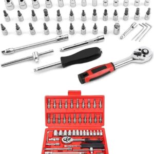 46-Piece Socket Wrench Set โ Complete Ratchet & Bit Tool Kit