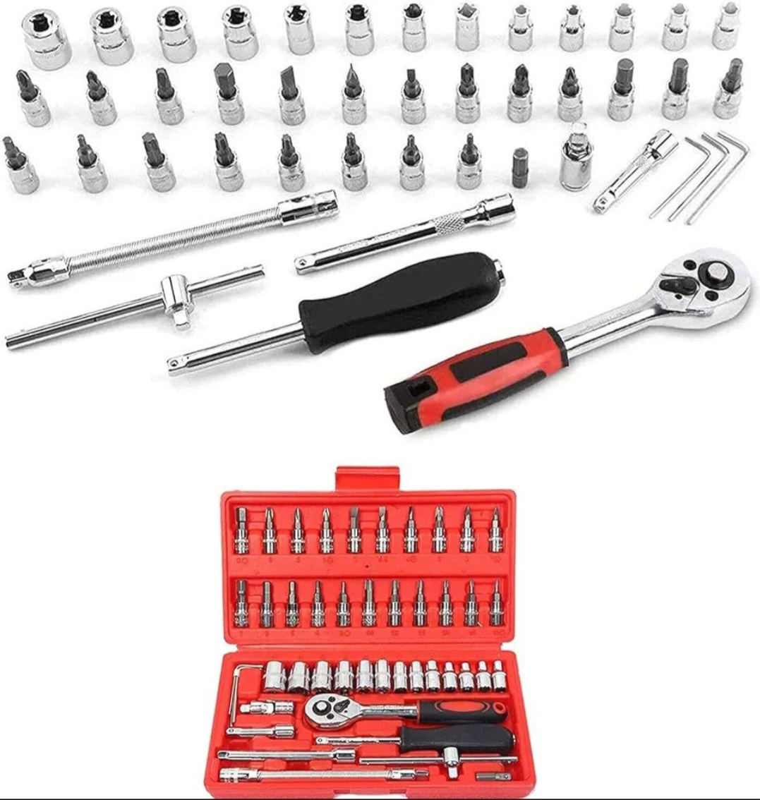 46-Piece Socket Wrench Set โ Complete Ratchet & Bit Tool Kit