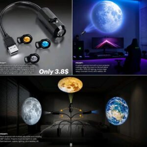 USB Flexible Moon & Earth Projection Light with 6 lenses