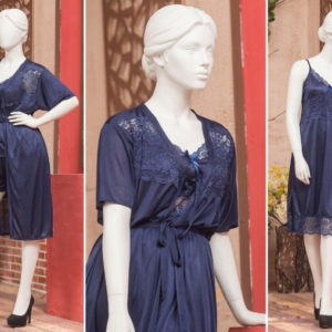 3 Pcs Luxury Silk Nightwear Set with Lace Trim – Satin Sleepwear for Women Free Size