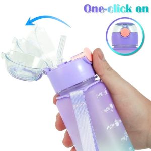 3 Pack Water Bottles With 2l Large Bottle 700mlportable Bottle And 300ml Mini Bottle Motivational (random Color) - Image 3