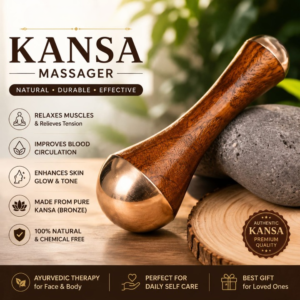 Kansa Wand Massager Detox Bronze Face Body And Foot Massage Tool - Personal Care Accessory Designed For Skin Massage And Daily Wellness Routine