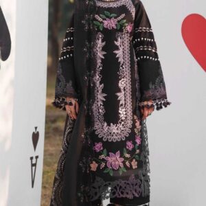 Zarmeen Emaan Artical-939 Fancy Embroidered Shirt Front Back Sleeves Daman Patch Neckline With Premium Viscose Trouser And Pure Bamber Chiffon Dupatta