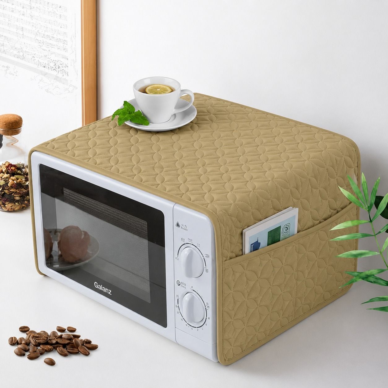 Ultrasonic Quilted Microwave & Oven Top Dust Cover โ Protective Kitchen Appliance Cover - Image 8