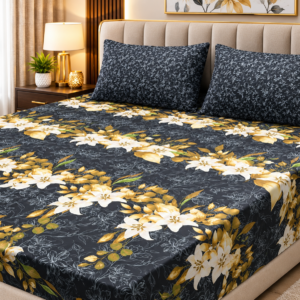 Gift Pack Bedsheet Cotton Mix Full Printed 3PC Set With King Size Sheet And 2 Pillow Covers