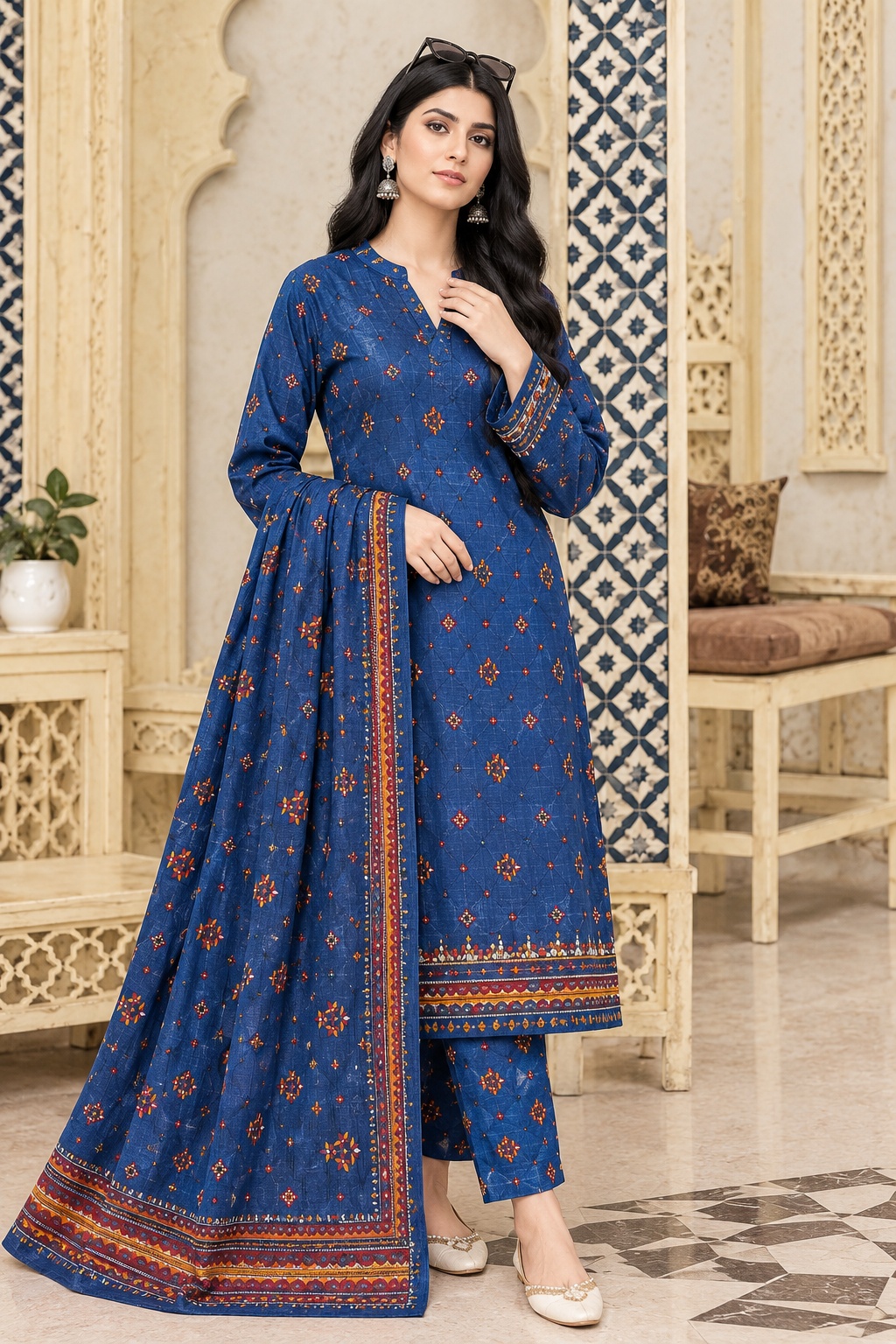 SALIM 3 Piece Printed Lawn Suit โ Design 10 | Digital Printed Lawn