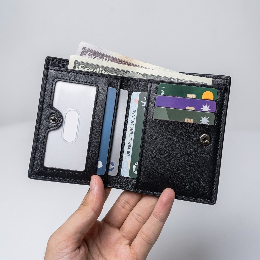 Balebaily Square Pattern Bifold Wallet | Compact PU Wallet for Men & Women - Image 6