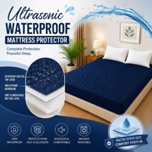 Ultrasonic Quilted Waterproof Mattress Protector โ Joint-Free Fitted Cover (King Size)