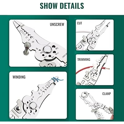 Multi-Function Wire Stripper and Cutter โ 10-in-1 Electrical Hand Tool with Cutting, Stripping, Crimping & Screwdriver Functions (Random Color) - Image 4