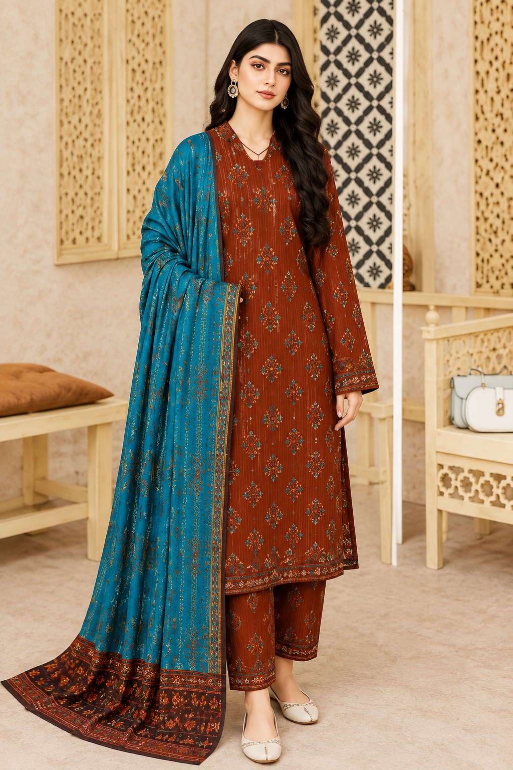 Salim Design 01 – 3 Piece Air Jet Premium Printed Lawn Suit