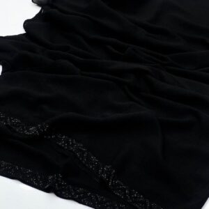 Premium Black Chiffon Dupatta with One Side Stone Work – Elegant Formal Wear for Women – Soft & Lightweight Fabric