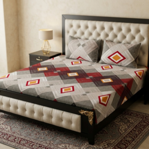 3D Crystal Cotton 3 Piece Bedsheet Set - Home Accessory Designed For Bedroom (AY0010057)