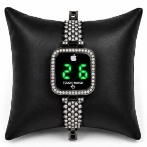 Elegant Female Touch Screen LED Watch With Sparkling Stones Stylish Alloy Construction Trendy Formal And Casual Daily Wear