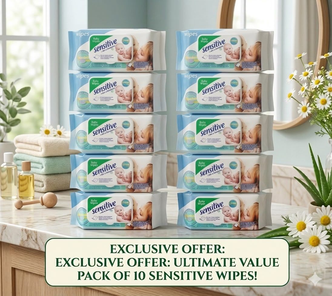 Mega Saver Pack Sensitive Baby Wipes Deal Of 10 Packs Ultra Soft Gentle Cleaning With Aloe And Chamomile For Delicate Skin - Image 3