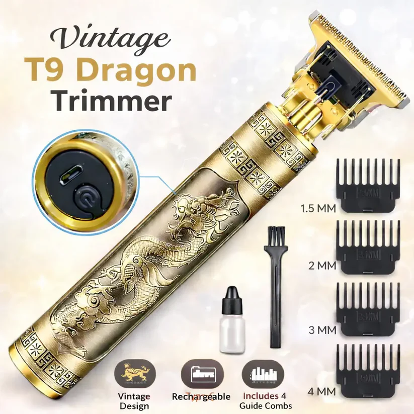 Vintage T9 Professional Trimmer โ Close-Cutting T-Blade Hair Clipper for Men - Metal Body - Image 2