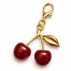 Red Cherry Keychain Pendant โ Cute Fruit Keyring Charm for Women