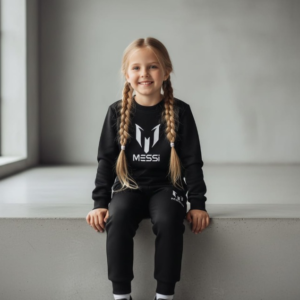 Kids Missi Printed Black & Black Tracksuit Set | Winter Fleece Sweatshirt & Trouser Outfit for Boys & Girls β Warm, Cozy & Stylish FOR BABY AND KIDS