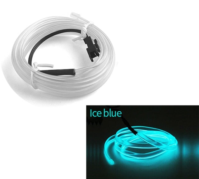 Flexible EL Wire LED Strip Car Interior Ambient Light โ Ice Blue Cigarette Lighter Powered wire Strip 2 Meters - Image 3
