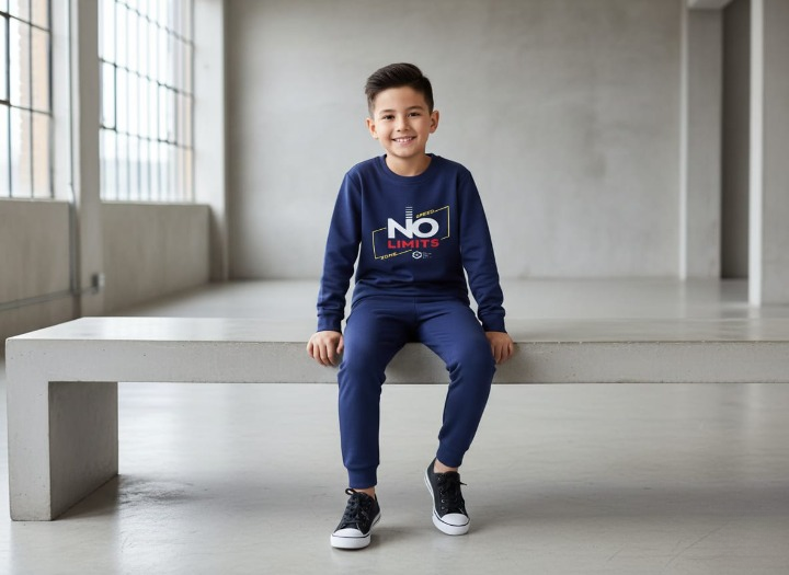 Kids Navey Blue no limit Printed Stylish Kids' Tracksuit Set | FOR BABY AND KIDS - Image 4