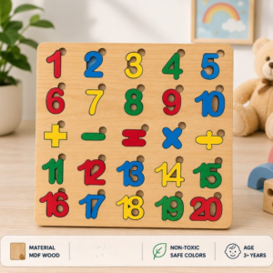 Math Puzzle Board Game - Educational Wooden Learning Toy Crafted From MDF Wood For Children And Mathematical Skills Development