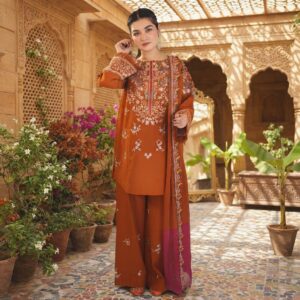 Zellbury 3-Piece Embroidered Dhanak Suit - Apparel Accessory Designed For Fashion Styling And Daily Wardrobe Routine