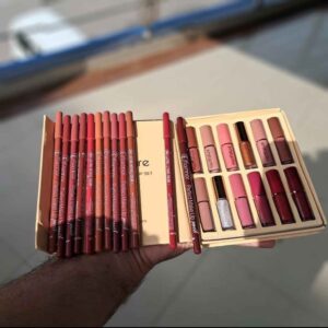 2 In 1 Lip Bundle Flormar Pencils And Mocallure Lipgloss - Beauty Accessory Designed For Lip Makeup (12 Lip Pencil & 12 Lip Gloss)