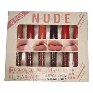 6 Pcs Nude & Red Matte Lip Gloss Set | High Pigmented Long Lasting Liquid Lipstick Collection