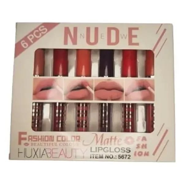 6 Pcs Nude & Red Matte Lip Gloss Set | High Pigmented Long Lasting Liquid Lipstick Collection