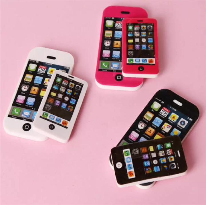 Pack of 6 Mobile Phone Shape Fancy Erasers for Kids β Cute Rubber Erasers for School, Drawing & Stationery (3 Small + 3 Large) - Multi Color
